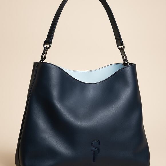 Simply Vera Wang Faux Leather Peek A Boo Shoulder Bag Black & White 14.25x13.5” - Picture 2 of 5